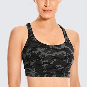 Camouflage Print Sports Bra Woman Cross Bandjes Push Up Crop Tank Tops voor Fitness Wirefree Padded Sportswear Streetwear Vests Yoga Outfit