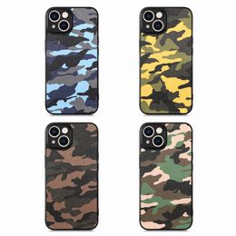 camouflage pu lederen hoesjes voor iphone 15 plus 14 pro max 13 12 11 xr xs x 8 6 7 iphone15 leger militaire camouflage hard pc plastic zacht tpu mobiele smartphone achterkant huid
