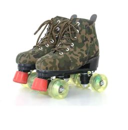 Camouflage quad roller skate chaussures adultes hommes femmes clignotant la double rangée 4 roues patins de patinage de patinage extérieur baskets de skate 2024