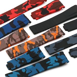 Bracelets de montres Camouflage bracelet en caoutchouc accessoires de montre pour hommes pour l'eau Di Tong Ghost King GMT silicone étanche 20mm