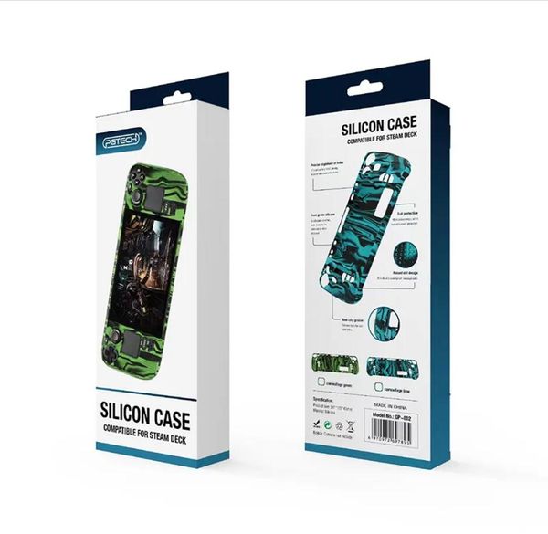 Funda protectora de goma de silicona de camuflaje para accesorios de juego Steam Deck steamdeck negro azul verde