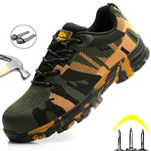 Camouflage acier orteil chaussures travail baskets anti-crevaison sécurité hommes Construction industriel militaire bottes 220411