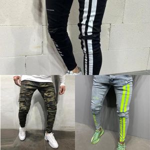 Camouflage Style Hommes Jeans Jogger Pantalon Militaire Pantalon Slim Multi-Poche Cargo Pantalon Hip Hop Couleur Unie Crayon Jeans Hommes X0621