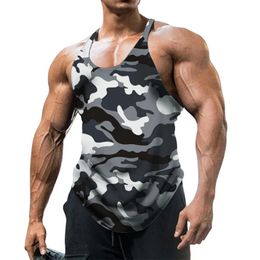 Camouflage zomer fitness tanktop mannen bodybuilding sportscholen kleding shirt slanke fit vesten gaas singlets spier tops 240412