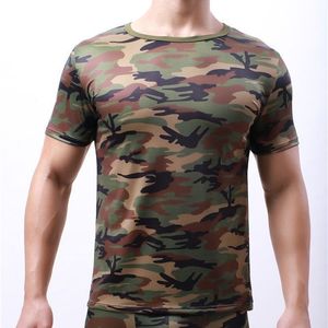 Camouflage t -shirt mode afdrukken camouflage korte mouw ijs koele zijdeachtige zomerse heren snel droge ronde nek korte mouw