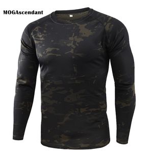 Camouflage T-shirt Heren Ademend Sneldrogende T-shirt met lange mouwen Mannelijke Outdoor Sports Army Combat Tactical Military Camo Tshirts 210706