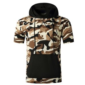 Camouflage T-shirt Mannen Training Casual Spier Gym Patchwork T-shirts Mens Hooded Oversized Hip Hop Tee Shirt Zomer Hipster Tops 210524