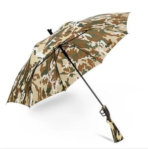 Parapluie de camouflage survie 98k parapluies à long manche semi-automatique pliant protection solaire pêche randonnée parapluie pistolet poignée parapluies