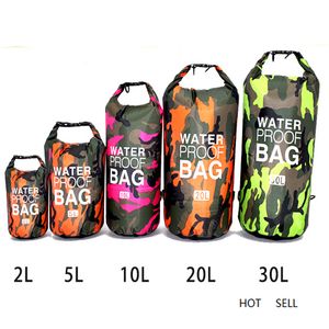 Camouflage Waterproof Backpack Portable Outdoor Sport Rafting Bag River Tracing Swiming Bucket Dry Bag 2L 5L 10L 15L 20L 30L