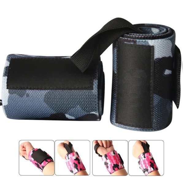Camouflage Poignet Wrap Soutien Haltérophilie Haute Élastique Tissu Bracelet Gym Fitness Brace Sangle Barbell Lift Aid Bandage 240122