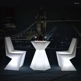 Kampmeubilair 1 ST SK-LF28T (L60 W52 H76cm) LED Diamont Shape Bar Cocktailtafel met 2 STUKS Fauteuil Voor Evenement Feestset