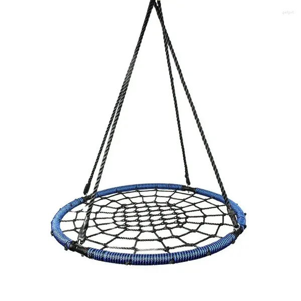 Muebles de campamento 100 cm Nido de pájaro Cuerda Red Columpio Al aire libre Hamaca azul y negra completa Juego para niños Ejercicio de escalada interior Jardín