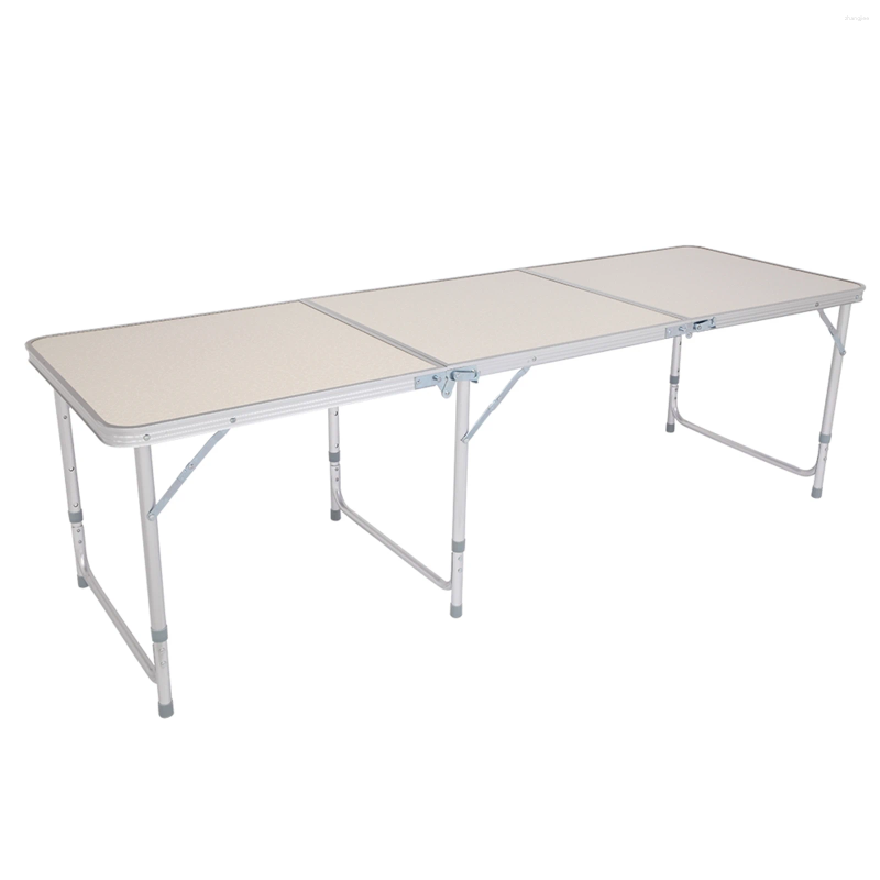 Muebles de campamento mesa plegable de aleación de aluminio para uso doméstico, 180 x 60, 70 cm, color blanco