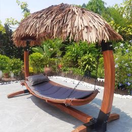 Camp Furniture 1Garden Hangmat Outdoor Swing Anti-Corrosion Hanging Chair Home Basket Garden Solid Wood Thatch Farmhouse