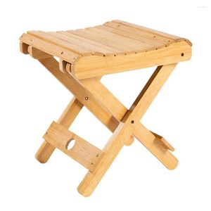 Meubles de camp 1 pièce, tabouret pliant en bambou, Portable, petits tabourets bas multi-usages, chaises en bois massif, chaise de pêche en plein air pour la maison