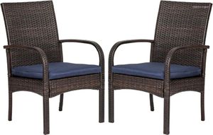 Camp Furniture Lot de 2 coussins rembourrés pour patio, salle à manger, chaises d'extérieur en rotin avec support d'accoudoir, 350 lb, marron