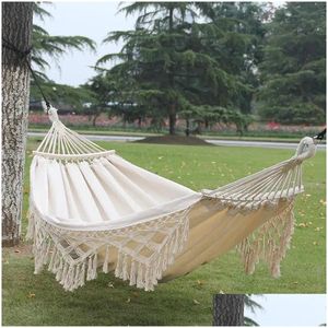 Camp Furniture 2 Persoon maximaal 200 kg hangmat grote Braziliaanse rame Bohemia Tassel Swing Net stoel uit/indoor hangende schommels drop deliv dhui2