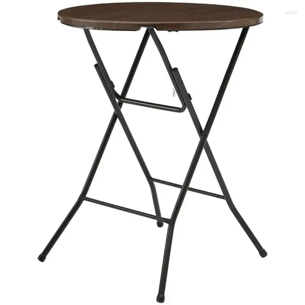 Camp Furniture Table pliante ronde haute de 31 po, noyer