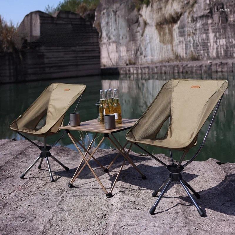 Mobili da campeggio Sedia da campeggio girevole a 360 gradi Sedia da spiaggia portatile staccabile con supporto in lega di alluminio Portante 120 kg per esterni