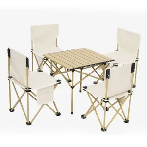 Camp Meubles 4 PCS Table de chaise extérieure Ensemble pliant de camping Picnic Portable Supplies en aluminium Alloy