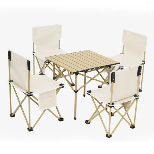 Muebles de campamento 4 pcs mesa de silla al aire libre set de camping picnic suministros portátiles de aluminio al aire libre