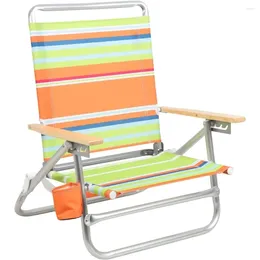 Camp Furniture Sangles de sac à dos pliables à 4 positions, chaises de plage basses légères pour adultes, supporte une chaise pliable de 225 lb, vert Camping