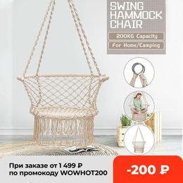 Mobilier de camp 440lbs nordique coton corde hamac suspendu chaise cocon tricoté à la main en plein air relax macramé balançoire de jardin pour les loisirs