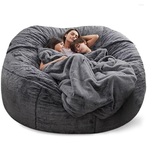 Muebles de campamento, sillón puf de 6 pies con cubierta de piel peluda, sofá de gran tamaño lavable a máquina y tumbona gigante