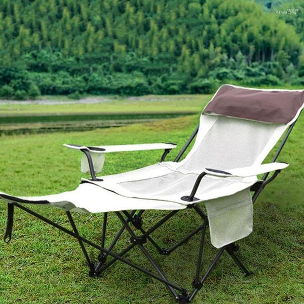 Mobilier de camp Chaises longues réglables Chaise longue en tissu maillé intégré multifonctionnel polyvalent double usage pour s'asseoir et s'allonger