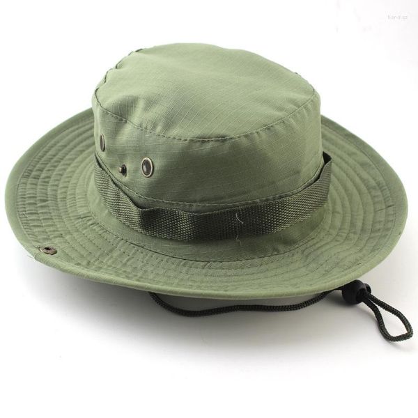 Muebles de campamento ARWQS Venta Casual Unisex Sombrero de pescador al aire libre Escalada Pesca Camuflaje Selva Color puro Borde redondo Gorra Boonie Sombreros