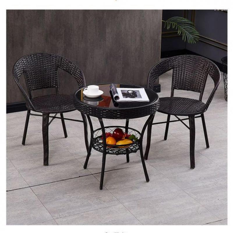 Camp Furniture Balcony Leisure Table And Chair Rattan Three-piece Tea Combination Small Coffee