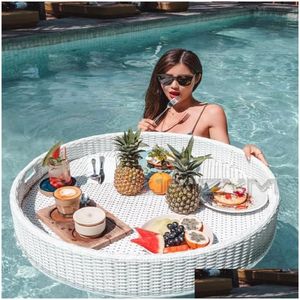 Meubles de camping Bali B piscine plateau flottant petit déjeuner après-midi thé assiette à dîner El rotin panier livraison directe Dhbs0