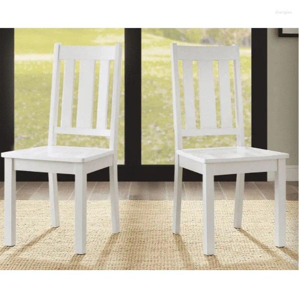 Camp Furniture Bankston Lot de 2 chaises de salle à manger en bois Blanc Intérieur