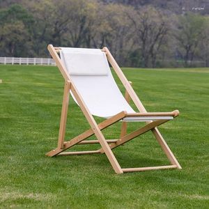 Mobilier de camping plage piscine chez l'habitant El minimaliste chaise de loisirs en plein air en bois massif sans accoudoirs salon blanc