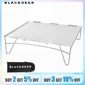 Meubles de camp Black Deer Table pliante extérieure Portable Aluminium Alloy Ultra Light Camping Barbecue Mini Camping Furniture Silver Y240423