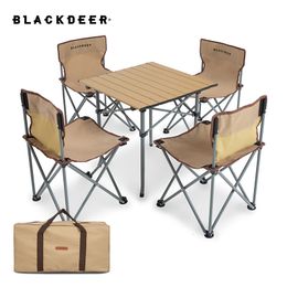 Camp Furniture Blackdeer 4 PCS -stoel en 1 PCS -tafel Buiten Aluminium Legering Vouwtafel en stoel Set Camping Picnic Draagbare benodigdheden 230206