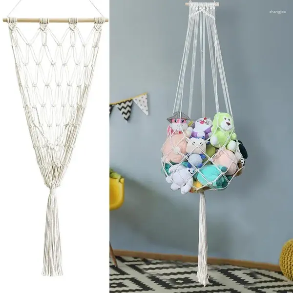 Cintre tissé bohème en macramé, meubles de camp, filet à jouets créatif, rangement d'animaux en peluche, décoration de maison suspendue