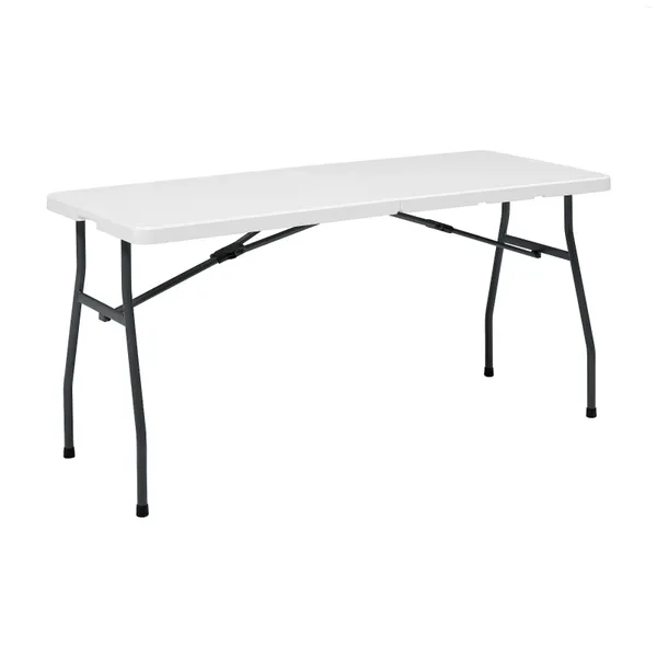 Meubles de camping avec poignée intégrée, design semi-pliable, table de camping résistante aux taches et robuste, blanche