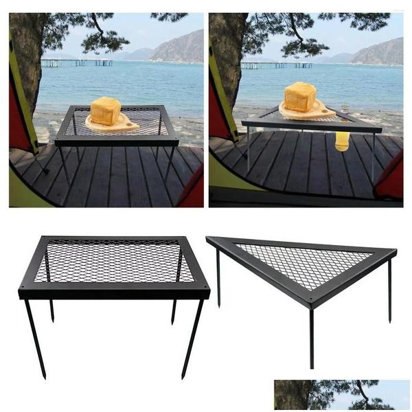 Camp Furniture Cam Triangle Iron Bureau étagère réglable étagère anti-scalding Rack de feu de camp pour grill extérieur par barbe