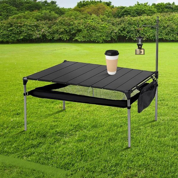 Mobilier de camping Table de camping en alliage d'aluminium Grill portable avec grand organisateur de rangement Sacs de transport ultralégers pour pique-nique plage barbecue camping-car