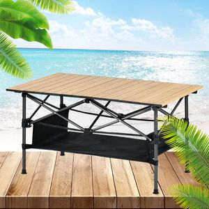 Mobilier de camping Camping Table pliable BBQ Portable Réglable en hauteur Pique-nique Léger Randonnée Bureau Extérieur Bois