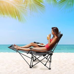 Camp Furniture Camping Folderstoel met voetsteun Buiten Recliner Beach Sun Patio Chaise Lounge Pool Lawn Lounger