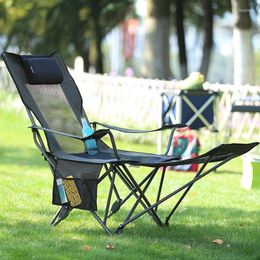 Muebles de campamento acampar plegamiento silla de malla portátil con removabel footrest sun patio chaise salón piscina césped