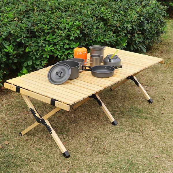 Mobilier de camping Table de pique-nique extérieure portable en bois pliante de camping adaptée au barbecue de jardin de voyage
