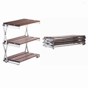 Meubles de camping support de camping portable à trois niveaux facile à transporter fournitures de pique-nique pliable barbecue table pliante en plein air