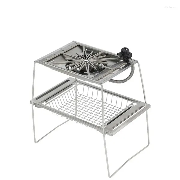 Meubles de Camping, Table de poêle de Camping en acier inoxydable, support de cuisine pliable et Portable, adapté pour pique-nique en plein air GS450