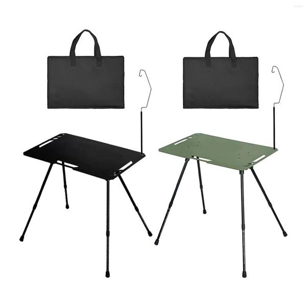 Muebles de campamento Carga de mesa de campamento Rectángulo de 66 lb con soporte de linterna plegable fuera del té