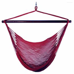 Camp Furniture Caribbean Patio Hammock Chaise avec barre de bois dur Bar intérieur extérieur 300 lb Capacité Polyester Rope Confortable