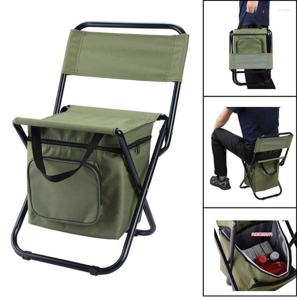 Silla de muebles de campamento con bolsa de refrigeración, taburete de pesca compacto, bolsas de Camping plegables, almacenamiento de alimentos multifunción portátil