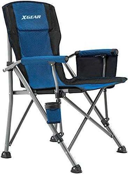 Chaise de camping avec accoudoir rigide rembourré, chaise de camping pliante robuste avec porte-gobelet, poches de rangement, sac de transport inclus, support jusqu'à 400 lb HKD230909